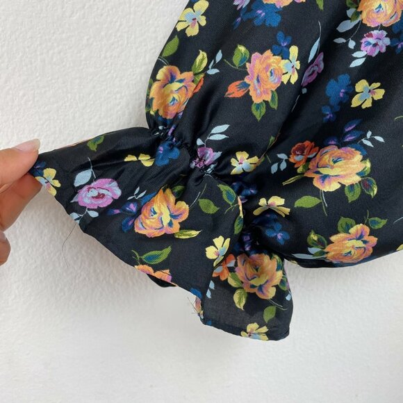 Zara Womens Small Floral Dolman Long Sleeve Crew Neck Mini Dress - Picture 13 of 13